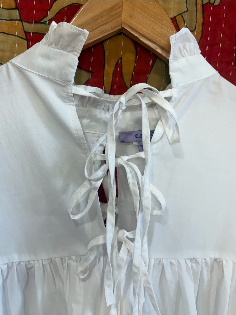 Eien USA White Tiered Lace-Up Peasant Dress - Picture 2 of 9